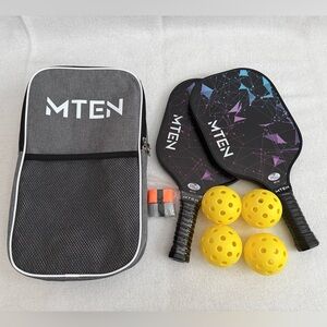 MTEN Pickleball Paddle Set with Balls and Carry Bag USAPA Approved Paddles